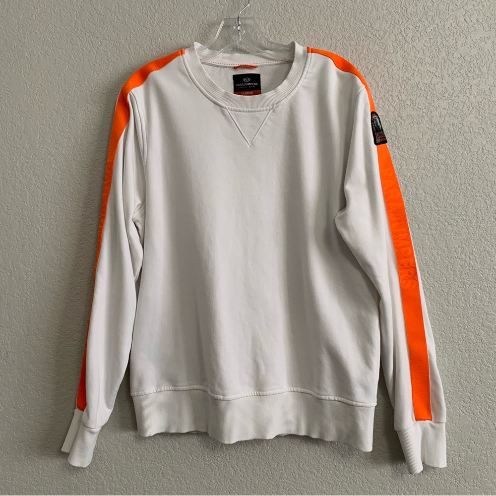 Parajumpers White Sweatshirt with Orange Shoulder Stripes